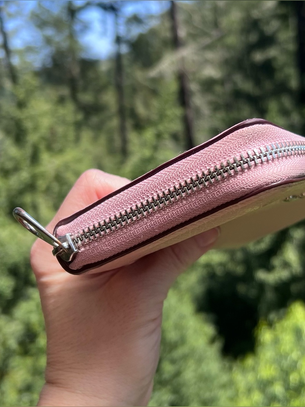 COACH Long Zip-Around Pink Pebble Leather Wallet with Silver Hardware AUTHENTIC - Picture 7 of 11